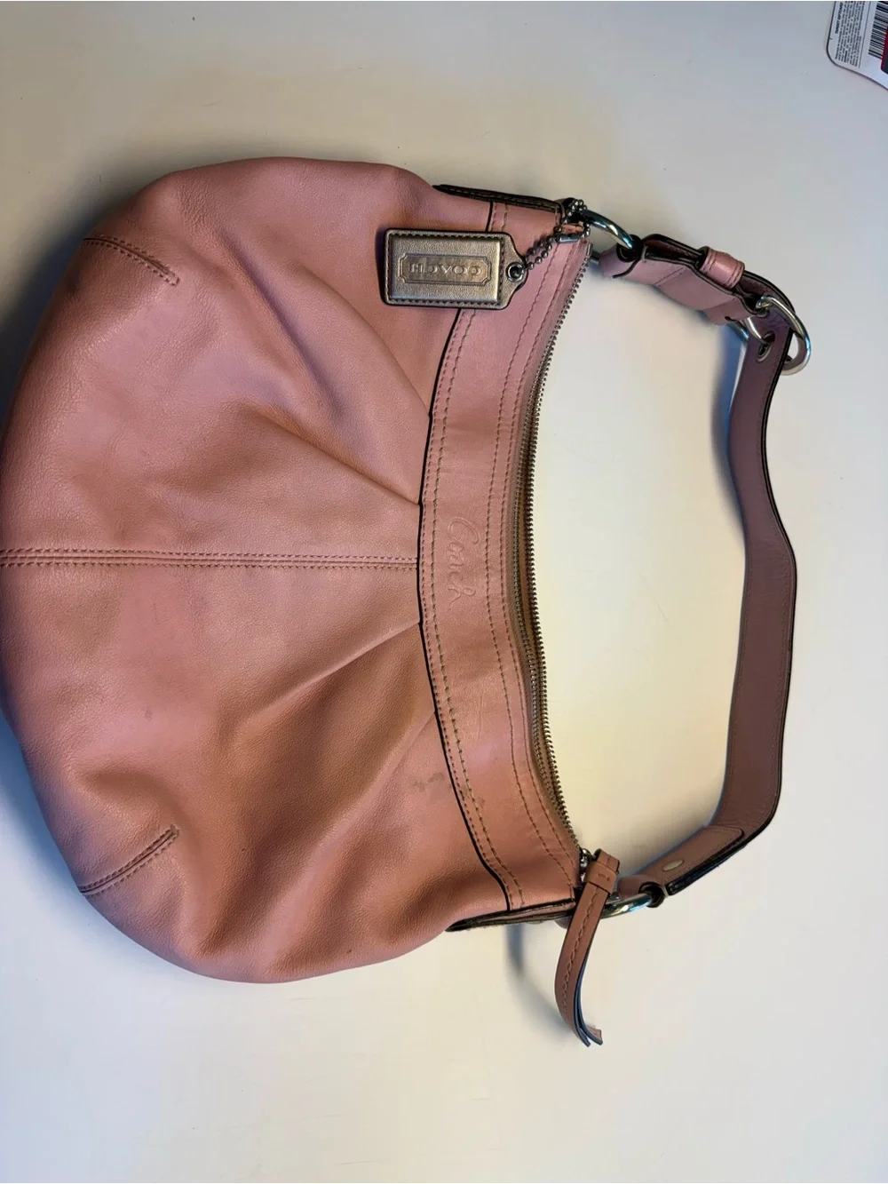 Vintage Coach Soho Blush Pink Smooth Leather Shoulder Bag Purse F13730